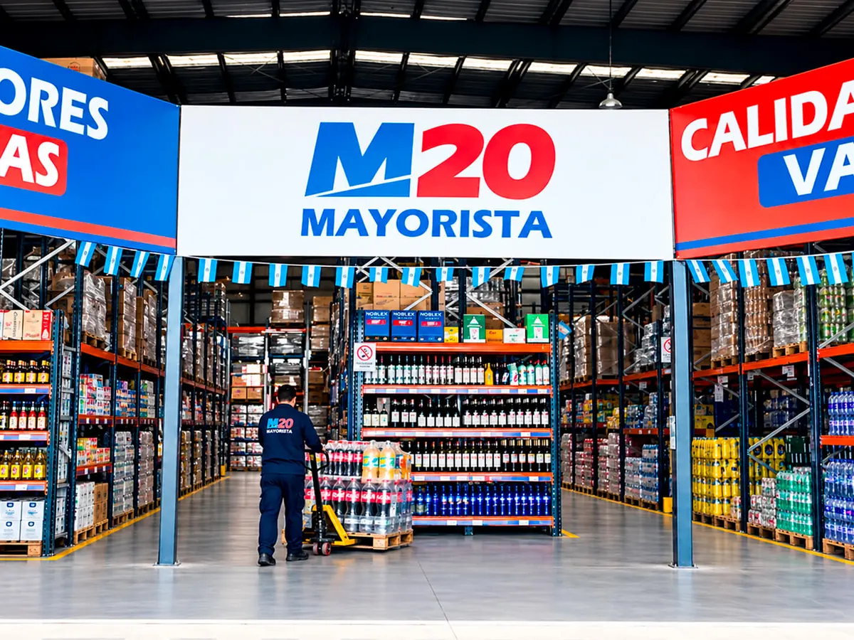 Salón de Mayorista 2020 con góndolas de bebidas y mercadería